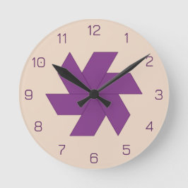 Violet Trapezoid Tile Blossom Runde Wanduhr