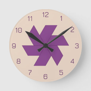 Violet Trapezoid Tile Blossom Runde Wanduhr