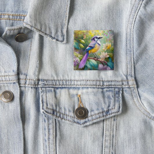 Violet Tufted Jay Fantasy Bird Button (Beispiel)