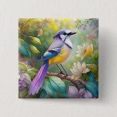 Violet Tufted Jay Fantasy Bird Button (Vorderseite)
