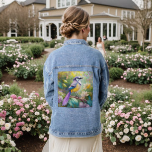 Violet Tufted Jay Fantasy Bird Jeansjacke