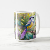 Violet Tufted Jay Fantasy Bird Kaffeetasse (VorderseiteRechts)