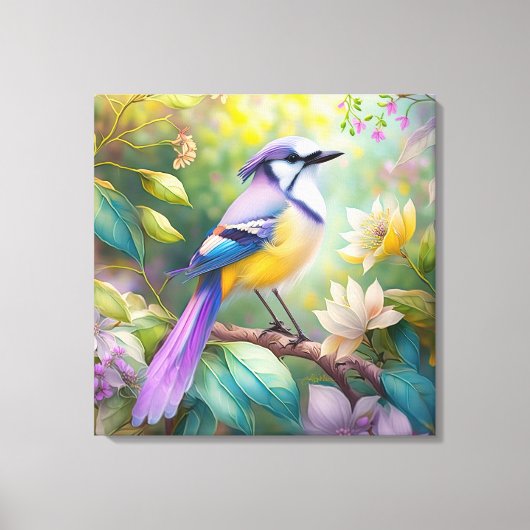 Violet Tufted Jay Fantasy Bird Leinwanddruck (Vorderseite)
