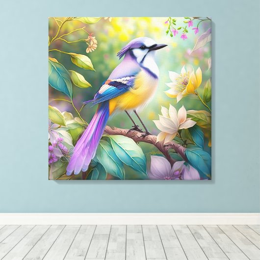Violet Tufted Jay Fantasy Bird Leinwanddruck (Insitu (Holzboden))