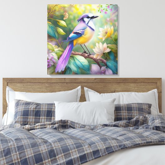 Violet Tufted Jay Fantasy Bird Leinwanddruck (Insitu (Schlafzimmer))