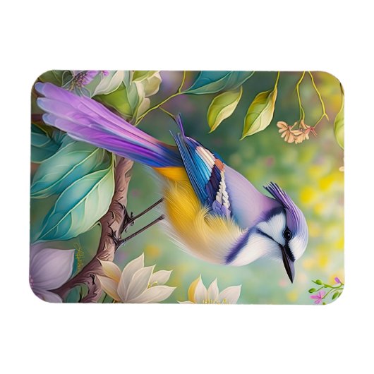 Violet Tufted Jay Fantasy Bird Magnet (Horizontal)