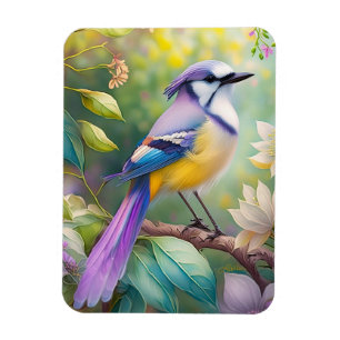 Violet Tufted Jay Fantasy Bird Magnet