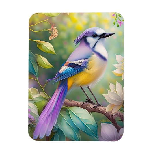 Violet Tufted Jay Fantasy Bird Magnet (Vertikal)