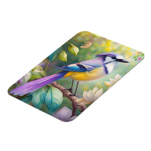 Violet Tufted Jay Fantasy Bird Magnet (Linke Seite)