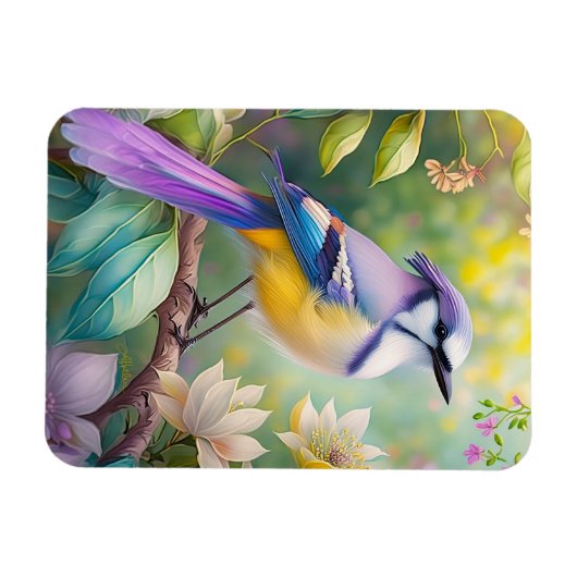 Violet Tufted Jay Fantasy Bird Magnet (Horizontal)