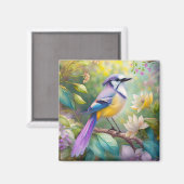 Violet Tufted Jay Fantasy Bird Magnet (Vorderseite/Rückseite)
