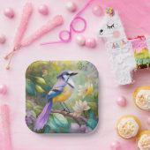 Violet Tufted Jay Fantasy Bird Pappteller (Party)