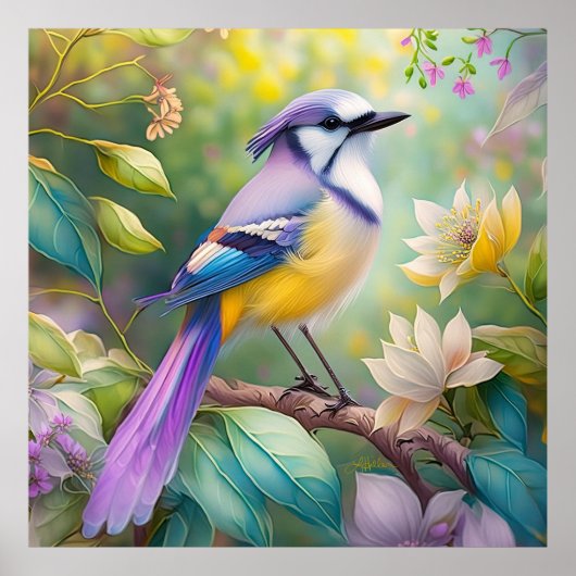 Violet Tufted Jay Fantasy Bird Poster (Vorne)