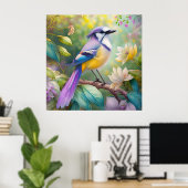 Violet Tufted Jay Fantasy Bird Poster (Heimbüro)