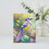 Violet Tufted Jay Fantasy Bird Postkarte (Stehend Vorderseite)