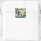 Violet Tufted Jay Fantasy Bird Quadratischer Aufkleber (Tasche)