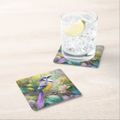 Violet Tufted Jay Fantasy Bird Rechteckiger Pappuntersetzer (Vor Ort)