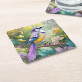 Violet Tufted Jay Fantasy Bird Rechteckiger Pappuntersetzer (angewinkelt)