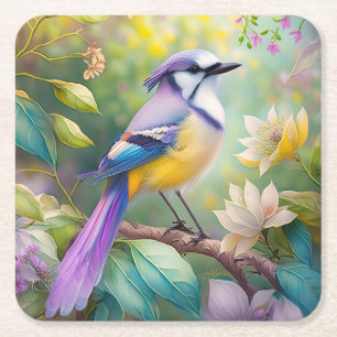Violet Tufted Jay Fantasy Bird Rechteckiger Pappuntersetzer