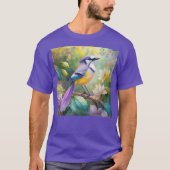 Violet Tufted Jay Fantasy Bird T-Shirt (Vorderseite)
