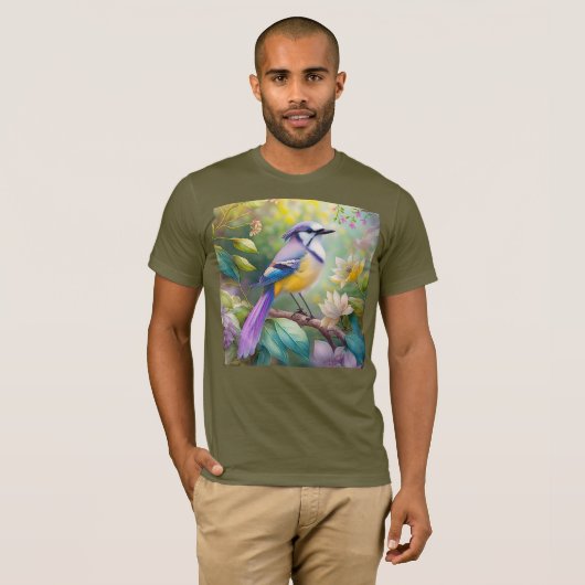 Violet Tufted Jay Fantasy Bird T-Shirt (Vorne ganz)