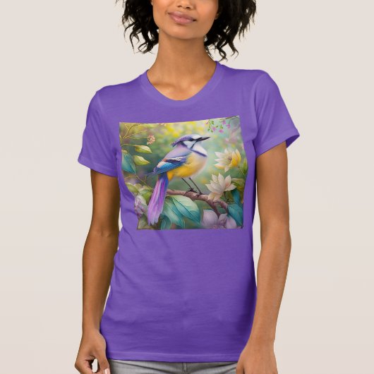 Violet Tufted Jay Fantasy Bird T-Shirt (Vorderseite)