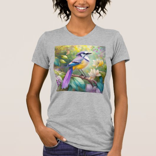 Violet Tufted Jay Fantasy Bird T-Shirt (Vorderseite)