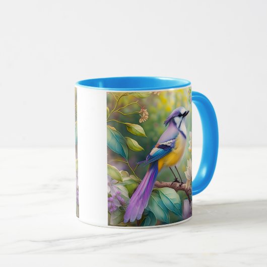 Violet Tufted Jay Fantasy Bird Tasse (VorderseiteRechts)