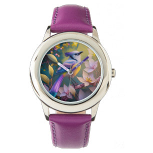 Violet Tufted Yellow Breasted Fantasy Bird Armbanduhr