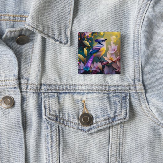 Violet Tufted Yellow Breasted Fantasy Bird Button (Beispiel)