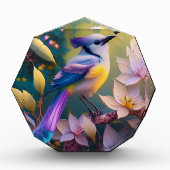 Violet Tufted Yellow Breasted Fantasy Bird Fotoblock (Vorderseite)