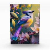 Violet Tufted Yellow Breasted Fantasy Bird Fotoblock (Vorderseite)
