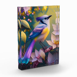 Violet Tufted Yellow Breasted Fantasy Bird Fotoblock