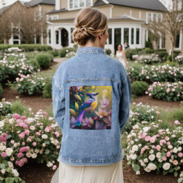 Violet Tufted Yellow Breasted Fantasy Bird Jeansjacke