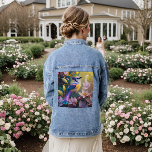 Violet Tufted Yellow Breasted Fantasy Bird Jeansjacke
