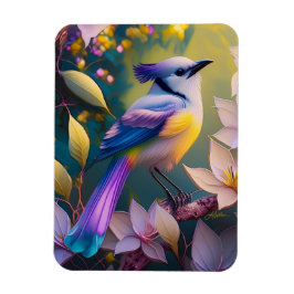 Violet Tufted Yellow Breasted Fantasy Bird Magnet