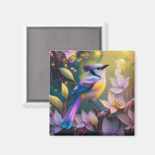 Violet Tufted Yellow Breasted Fantasy Bird Magnet (Vorderseite/Rückseite)