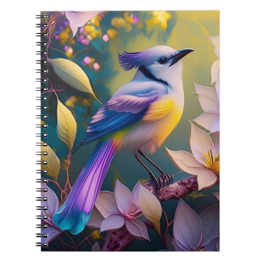 Violet Tufted Yellow Breasted Fantasy Bird Notizblock (Vorderseite)