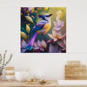 Violet Tufted Yellow Breasted Fantasy Bird Poster (Küche)
