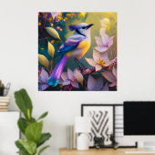 Violet Tufted Yellow Breasted Fantasy Bird Poster (Heimbüro)