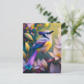 Violet Tufted Yellow Breasted Fantasy Bird Postkarte (Stehend Vorderseite)