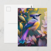 Violet Tufted Yellow Breasted Fantasy Bird Postkarte (Vorne/Hinten)
