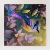 Violet Tufted Yellow Breasted Fantasy Bird Puzzle (Horizontal)