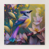 Violet Tufted Yellow Breasted Fantasy Bird Puzzle (Vertikal)