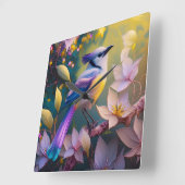 Violet Tufted Yellow Breasted Fantasy Bird Quadratische Wanduhr (Winkel)