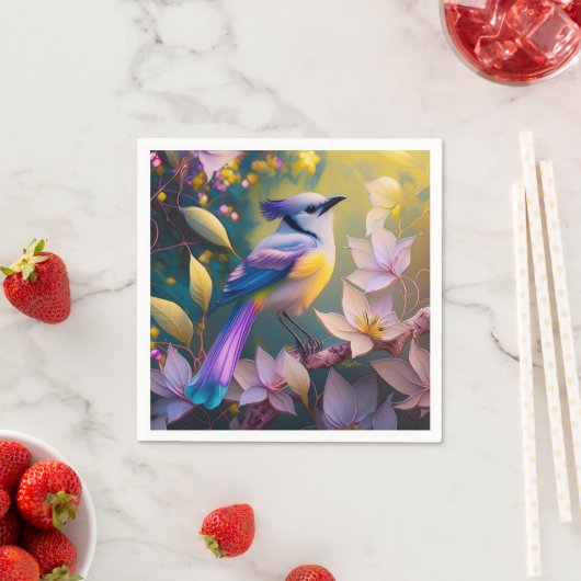 Violet Tufted Yellow Breasted Fantasy Bird Serviette (Beispiel)