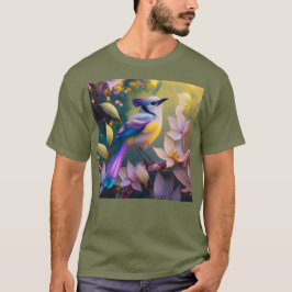 Violet Tufted Yellow Breasted Fantasy Bird T-Shirt