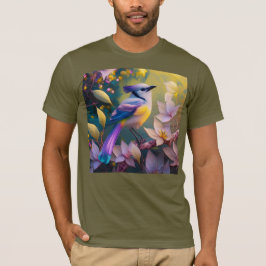 Violet Tufted Yellow Breasted Fantasy Bird T-Shirt
