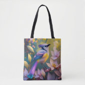 Violet Tufted Yellow Breasted Fantasy Bird Tasche (Vorderseite)