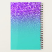 Violet Turquoise Glitzer Ombre Personalisiert Planer (Rückseite)